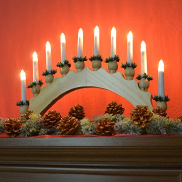 Nipach GmbH Schwibbogen aus Holz braun 10 LED - Leuchtfarbe: warm-weiß Leuchtbogen Lichterbogen Rundbogen Adventsleuchter Weihnachtsbeleuchtung Weihnachtsdeko - 2