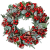 YQing 38cm Türkranz Weihnachten, Rot Beerenkranz mit Tannennadeln Rot Schleife Eukalyptus Blätter Weihnachten Dekokranz für Haustür Wand Kamin Weihnachten Dekoration - 1