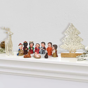 Belle Vous Weihnachtskrippe Set aus Kunstharz mit 10 Krippe Figuren - Festliches Weihnachtskrippen Figuren Set - Krippe Weihnachten Figuren für den Innenbereich, Kirche oder Schule - 7