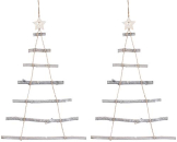Britesta Weihnachtsdeko: 2 Deko-Holzleitern in Weihnachtsbaum-Form zum Aufhängen, 48 x 78 cm (Holzstrickleiter Weihnachtsbaum, Weihnachtsbaum Leiter Deko, Lichterketten) - 1