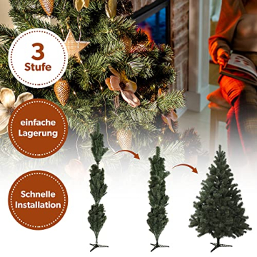 KADAX Weihnachtsbaum, Alpentanne 220, künstlicher Christbaum aus PVC-Kunststoff, Tannenbaum mit Ständer, Weihnachtsdekobaum, Kunstbaum, Baum mit 435 Zweigen (Weihnachtself 220cm) - 4