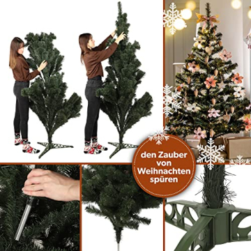 KADAX Weihnachtsbaum, Alpentanne 220, künstlicher Christbaum aus PVC-Kunststoff, Tannenbaum mit Ständer, Weihnachtsdekobaum, Kunstbaum, Baum mit 435 Zweigen (Weihnachtself 220cm) - 5