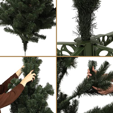 KADAX Weihnachtsbaum, Alpentanne 220, künstlicher Christbaum aus PVC-Kunststoff, Tannenbaum mit Ständer, Weihnachtsdekobaum, Kunstbaum, Baum mit 435 Zweigen (Weihnachtself 220cm) - 8