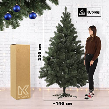 KADAX Weihnachtsbaum, Alpentanne 220, künstlicher Christbaum aus PVC-Kunststoff, Tannenbaum mit Ständer, Weihnachtsdekobaum, Kunstbaum, Baum mit 435 Zweigen (Weihnachtself 220cm) - 9