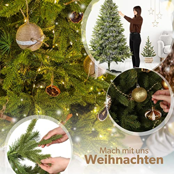 KADAX Weihnachtsbaum, künstlicher Christbaum 180 aus PE- und PVC-Kunststoff, Fichte mit Kunststoffständer, Ø ca. 120 Baum mit 68 Zweigen und 15 Baumkronen, Weihnachtsdekoration (Mondnacht 180cm) - 2