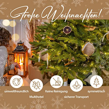 KADAX Weihnachtsbaum, künstlicher Christbaum 180 aus PE- und PVC-Kunststoff, Fichte mit Kunststoffständer, Ø ca. 120 Baum mit 68 Zweigen und 15 Baumkronen, Weihnachtsdekoration (Mondnacht 180cm) - 4