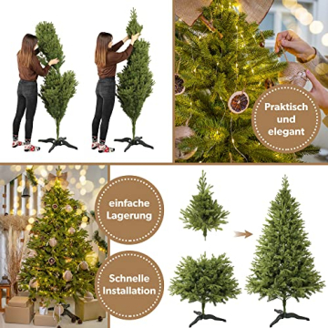 KADAX Weihnachtsbaum, künstlicher Christbaum 180 aus PE- und PVC-Kunststoff, Fichte mit Kunststoffständer, Ø ca. 120 Baum mit 68 Zweigen und 15 Baumkronen, Weihnachtsdekoration (Mondnacht 180cm) - 5