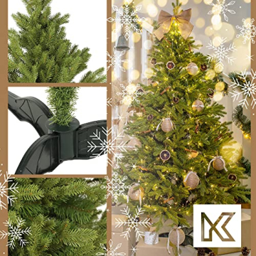 KADAX Weihnachtsbaum, künstlicher Christbaum 180 aus PE- und PVC-Kunststoff, Fichte mit Kunststoffständer, Ø ca. 120 Baum mit 68 Zweigen und 15 Baumkronen, Weihnachtsdekoration (Mondnacht 180cm) - 6