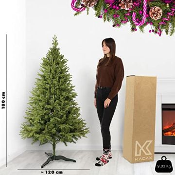 KADAX Weihnachtsbaum, künstlicher Christbaum 180 aus PE- und PVC-Kunststoff, Fichte mit Kunststoffständer, Ø ca. 120 Baum mit 68 Zweigen und 15 Baumkronen, Weihnachtsdekoration (Mondnacht 180cm) - 8