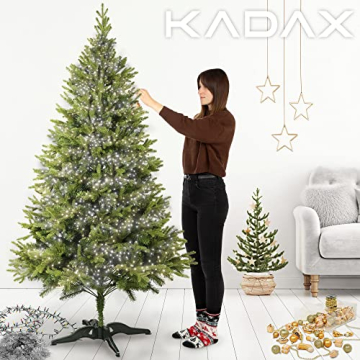 KADAX Weihnachtsbaum, künstlicher Christbaum 180 aus PE- und PVC-Kunststoff, Fichte mit Kunststoffständer, Ø ca. 120 Baum mit 68 Zweigen und 15 Baumkronen, Weihnachtsdekoration (Mondnacht 180cm) - 9