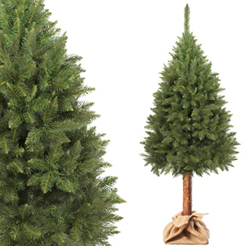 KADAX Weihnachtsbaum, künstlicher Christbaum 180cm aus PVC-Kunststoff, Fichte mit Stamm, Ø ca. 80cm Baum mit 30 Zweigen und 9 Baumkronen, Tannenbaum, Weihnachtsdekobaum (Elfenhut 180 cm) - 1