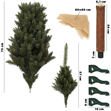 KADAX Weihnachtsbaum, künstlicher Christbaum 180cm aus PVC-Kunststoff, Fichte mit Stamm, Ø ca. 80cm Baum mit 30 Zweigen und 9 Baumkronen, Tannenbaum, Weihnachtsdekobaum (Elfenhut 180 cm) - 5