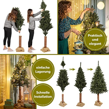 KADAX Weihnachtsbaum, künstlicher Christbaum 180cm aus PVC-Kunststoff, Fichte mit Stamm, Ø ca. 80cm Baum mit 30 Zweigen und 9 Baumkronen, Tannenbaum, Weihnachtsdekobaum (Elfenhut 180 cm) - 6