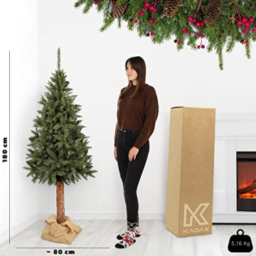 KADAX Weihnachtsbaum, künstlicher Christbaum 180cm aus PVC-Kunststoff, Fichte mit Stamm, Ø ca. 80cm Baum mit 30 Zweigen und 9 Baumkronen, Tannenbaum, Weihnachtsdekobaum (Elfenhut 180 cm) - 8