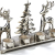 Kobolo Kerzenhalter Teelichthalter -Weihnachtsbaum+Rentiere- Metall - Silber - 33x10x18 cm - 1
