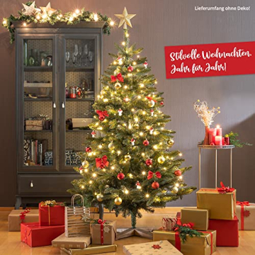 Künstlicher Weihnachtsbaum in Premium Qualität mit FSC-zertifiziertem Holzständer (Brandneu) – Naturgetreu und mit dicht bestückten Zweigen – Künstliche Weihnachtsbäume 180cm oder 220cm - 8