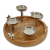 Mango-Holz und Metall Kerzenhalter rund Silber mit Sternen Ø 30cm für Vier große Stumpen-Kerzen Tisch-Deko Advent-Kerzenständer - 4