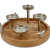 Mango-Holz und Metall Kerzenhalter rund Silber mit Sternen Ø 30cm für Vier große Stumpen-Kerzen Tisch-Deko Advent-Kerzenständer - 1