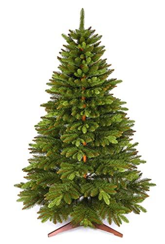 Premium Weihnachtsbaum künstlich 220cm TESTSIEGER - Naturgetreue Spritzguss Elemente, Made in EU - Künstlicher Weihnachtsbaum mit Holzständer und Aufbewahrungstasche –Tannenbaum künstlich Pure Living - 1