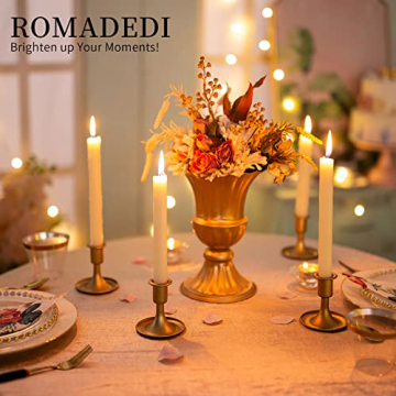 Romadedi Kerzenständer Kerzenhalter Gold Stabkerzen - 12er Set Kerzen Ständer Metall Klein für Eisen Vintage Retro für Hochzeit Thanksgiving Weihnachten Deko Advent Tischdeko - 4