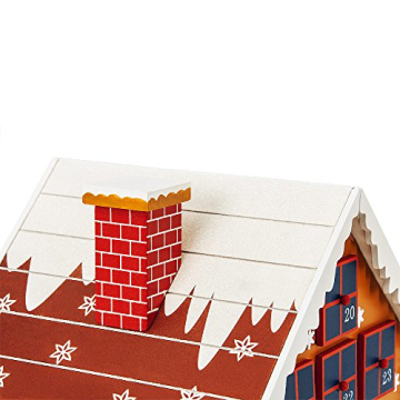 Spielwerk Wiederverwendbarer Adventskalender Winterhäuschen zum Befüllen 24 Türchen Bunt Bemalt Weihnachten Kinder DIY weihnachtliche Holz Dekoration - 6
