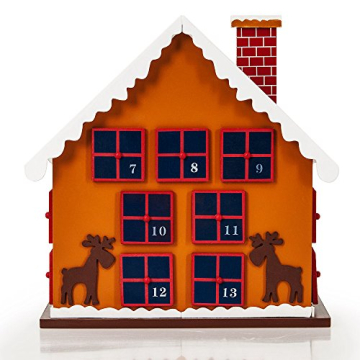Spielwerk Wiederverwendbarer Adventskalender Winterhäuschen zum Befüllen 24 Türchen Bunt Bemalt Weihnachten Kinder DIY weihnachtliche Holz Dekoration - 7