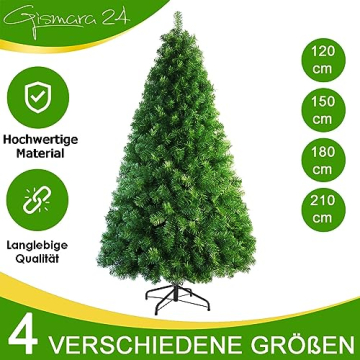 Weihnachtsbaum Künstlich Christbaum Tannenbaum PVC mit Metallständer Wiederverwändbar Schnellaufbau Dekobaum 210cm 800 Spitzen Grün - 2