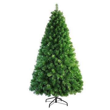 Weihnachtsbaum Künstlich Christbaum Tannenbaum PVC mit Metallständer Wiederverwändbar Schnellaufbau Dekobaum 210cm 800 Spitzen Grün - 1