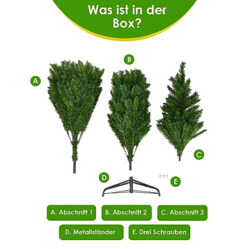 Weihnachtsbaum Künstlich Christbaum Tannenbaum PVC mit Metallständer Wiederverwändbar Schnellaufbau Dekobaum 210cm 800 Spitzen Grün - 6