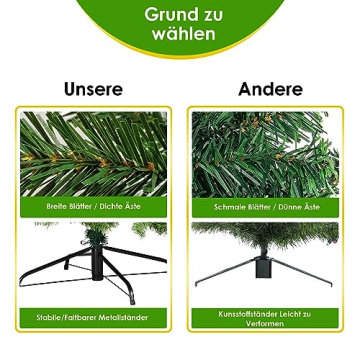 Weihnachtsbaum Künstlich Christbaum Tannenbaum PVC mit Metallständer Wiederverwändbar Schnellaufbau Dekobaum 210cm 800 Spitzen Grün - 7