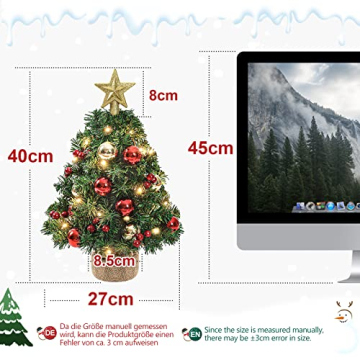 Yorbay Mini Weihnachtsbaum mit 20 warmweiß LEDs 8 Licht Modi, Tannenbaum mit Stern-Baumspitze und Deko Batterie betrieben, für Weihnachten, Advent, ca. 40cm(Mehrweg),Mit Fernbedienung - 5