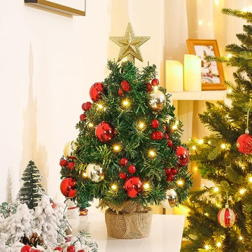 Yorbay Mini Weihnachtsbaum mit 20 warmweiß LEDs 8 Licht Modi, Tannenbaum mit Stern-Baumspitze und Deko Batterie betrieben, für Weihnachten, Advent, ca. 40cm(Mehrweg),Mit Fernbedienung - 6