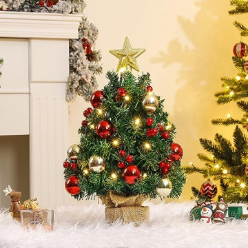 Yorbay Mini Weihnachtsbaum mit 20 warmweiß LEDs 8 Licht Modi, Tannenbaum mit Stern-Baumspitze und Deko Batterie betrieben, für Weihnachten, Advent, ca. 40cm(Mehrweg),Mit Fernbedienung - 7