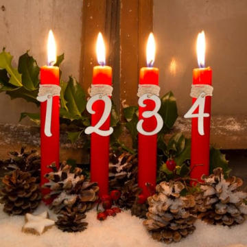 BETESSIN Adventszahlen 1-4 Adventskranz Zahlen Holz 1 2 3 4 für Kerzen Kerzenhalter 1 2 3 4 Holz Anhänger Deko Kerzenstecker Weihnachten Kerzen Dekoration Adventsdeko B - 5
