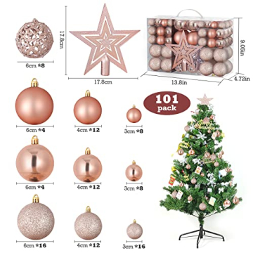 Christbaumkugeln 101 Stück Weihnachtskugeln Kunststoff Weihnachtsdeko Set Weihnachtsbaumschmuck Weihnachtskugeln - 3