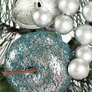 COM-FOUR® 4X Deko-Gesteck, dekorative Zweige als tolle Weihnachtsdekoration, schöner Raumschmuck, verschönert Geschenke auch für Kränze und Blumenarrangements DIY (grün - klein - mit Äpfeln) - 7