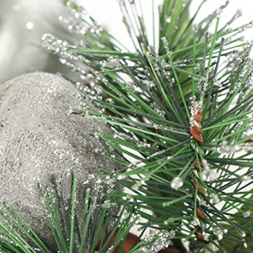 COM-FOUR® 4X Deko-Gesteck, dekorative Zweige als tolle Weihnachtsdekoration, schöner Raumschmuck, verschönert Geschenke auch für Kränze und Blumenarrangements DIY (grün - klein - mit Äpfeln) - 8