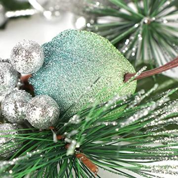 COM-FOUR® 4X Deko-Gesteck, dekorative Zweige als tolle Weihnachtsdekoration, schöner Raumschmuck, verschönert Geschenke auch für Kränze und Blumenarrangements DIY (grün - klein - mit Äpfeln) - 9