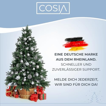 cosia Weihnachtskugeln Schwarz Set 111 Stück - Weihnachtskugeln Kunststoff in vielen Farben & Größen inkl. S Haken Befestigung - 111 Christbaumkugeln Kunststoff - Weihnachtsbaum Kugeln - 6