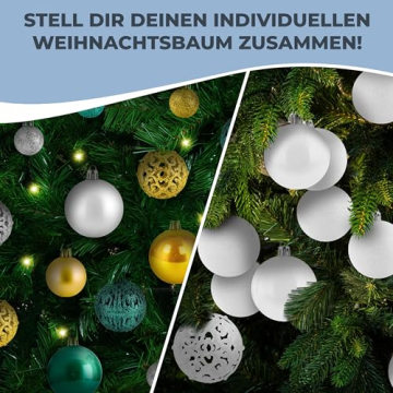 cosia Weihnachtskugeln Weiß Set 50 & 100 - Weihnachtskugeln Kunststoff in vielen Farben & Größen mit vormontierten Schlaufen - 100 Christbaumkugeln Kunststoff - Weihnachtsbaum Kugeln - 5