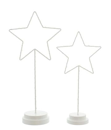 Dekoleidenschaft 2er Set LED Sterne, Leuchtsterne, Adventsdeko, Fensterdeko beleuchtet, Weihnachtsdeko - 2