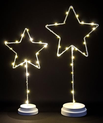 Dekoleidenschaft 2er Set LED Sterne, Leuchtsterne, Adventsdeko, Fensterdeko beleuchtet, Weihnachtsdeko - 4