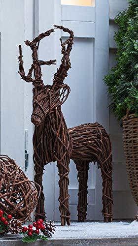 Dekoleidenschaft Deko-Figur Rentier, Rebenzweige auf Metall geflochten, 76 cm hoch, Adventsdeko, Weihnachts-Dekoration, Tierfigur, Winterdeko - 2