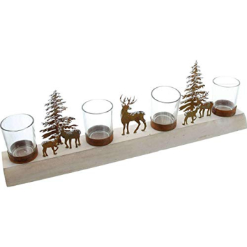 Dekoleidenschaft Lichterboard „Winterlandschaft“ für 4 Kerzen, Halter für Teelichter, Adventsdeko, Weihnachtsdeko, Kerzenständer, Windlichter, Teelichthalter, Adventskranz, Teelichtgläser, Adventsdeko - 2
