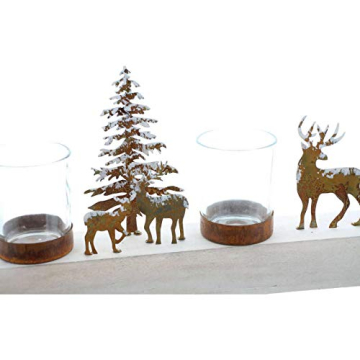 Dekoleidenschaft Lichterboard „Winterlandschaft“ für 4 Kerzen, Halter für Teelichter, Adventsdeko, Weihnachtsdeko, Kerzenständer, Windlichter, Teelichthalter, Adventskranz, Teelichtgläser, Adventsdeko - 3