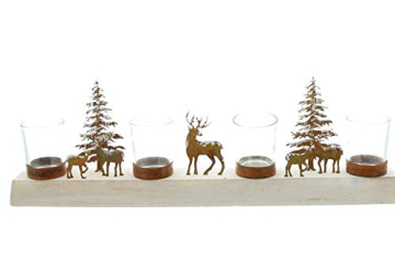 Dekoleidenschaft Lichterboard „Winterlandschaft“ für 4 Kerzen, Halter für Teelichter, Adventsdeko, Weihnachtsdeko, Kerzenständer, Windlichter, Teelichthalter, Adventskranz, Teelichtgläser, Adventsdeko - 4