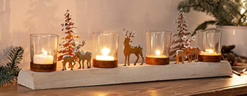 Dekoleidenschaft Lichterboard „Winterlandschaft“ für 4 Kerzen, Halter für Teelichter, Adventsdeko, Weihnachtsdeko, Kerzenständer, Windlichter, Teelichthalter, Adventskranz, Teelichtgläser, Adventsdeko - 1