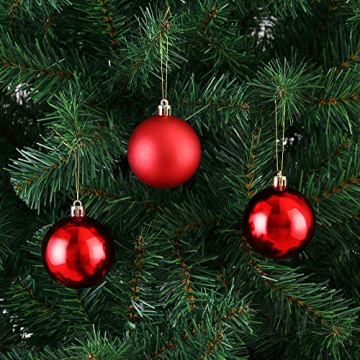 DEUBA® Weihnachtskugeln 54tlg Ø 6cm Kunststoff matt glänzend Christbaumkugeln Christbaumschmuck Anhänger Weihnachtsbaumkugeln Weihnachtsdeko Rot - 3