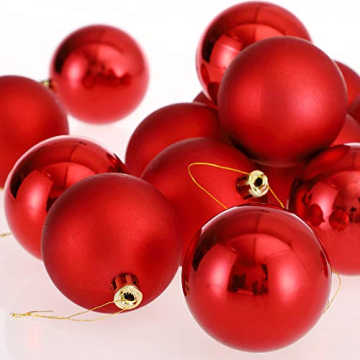 DEUBA® Weihnachtskugeln 54tlg Ø 6cm Kunststoff matt glänzend Christbaumkugeln Christbaumschmuck Anhänger Weihnachtsbaumkugeln Weihnachtsdeko Rot - 6