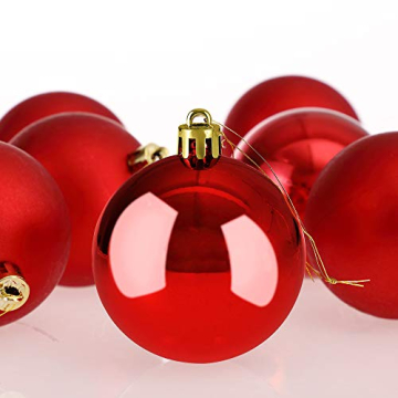 DEUBA® Weihnachtskugeln 54tlg Ø 6cm Kunststoff matt glänzend Christbaumkugeln Christbaumschmuck Anhänger Weihnachtsbaumkugeln Weihnachtsdeko Rot - 7